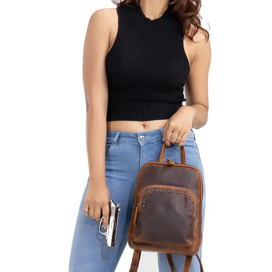 Abby Leather Concealed Carry Leather Backpack