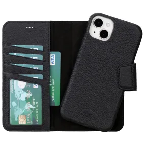 Burkley iPhone 15 Plus Wallet Case, Pebble Black