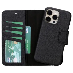 Burkley iPhone 16 Pro Max Wallet Case, Pebble Black