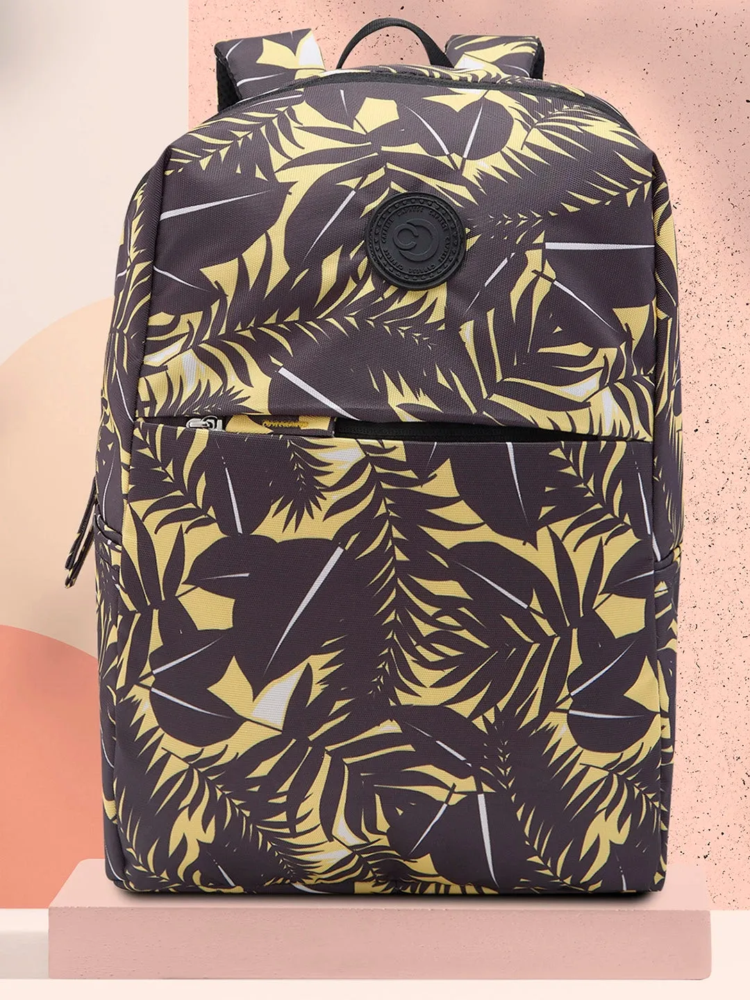 Caprese Eddy Laptop Backpack Medium Printed Black