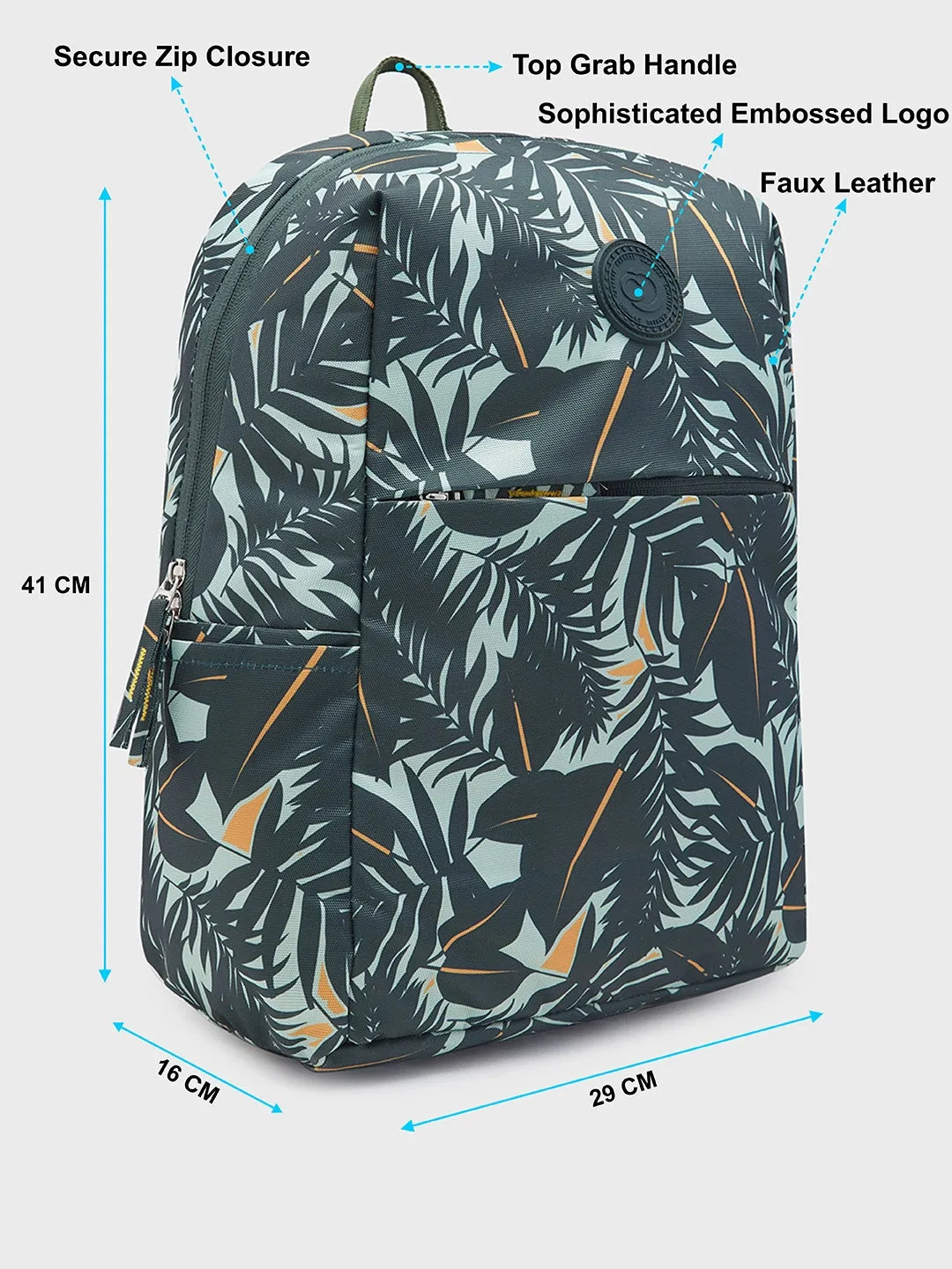 Caprese Eddy Laptop Backpack Medium Printed Green