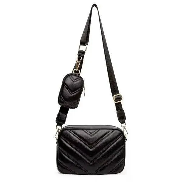 Chevron Quilted Vegan Leather Crossbody