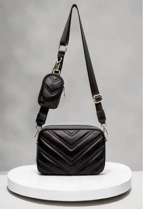 Chevron Quilted Vegan Leather Crossbody