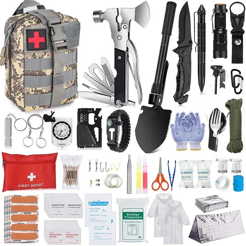 full kit outdoor adventure gear camping and hiking gears gym survival equipment  waterproof survival kit bags