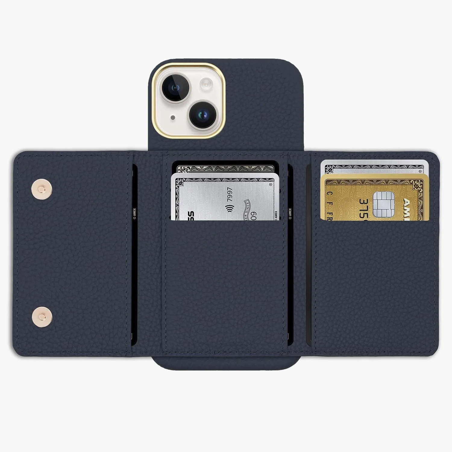 iPhone 15 Leather Case with MagSafe Trifold Wallet Set