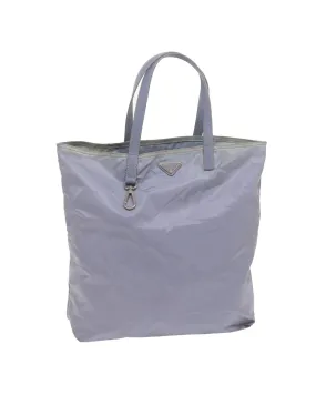 Light Blue Nylon Tote Bag with Accessory - Made in Italy