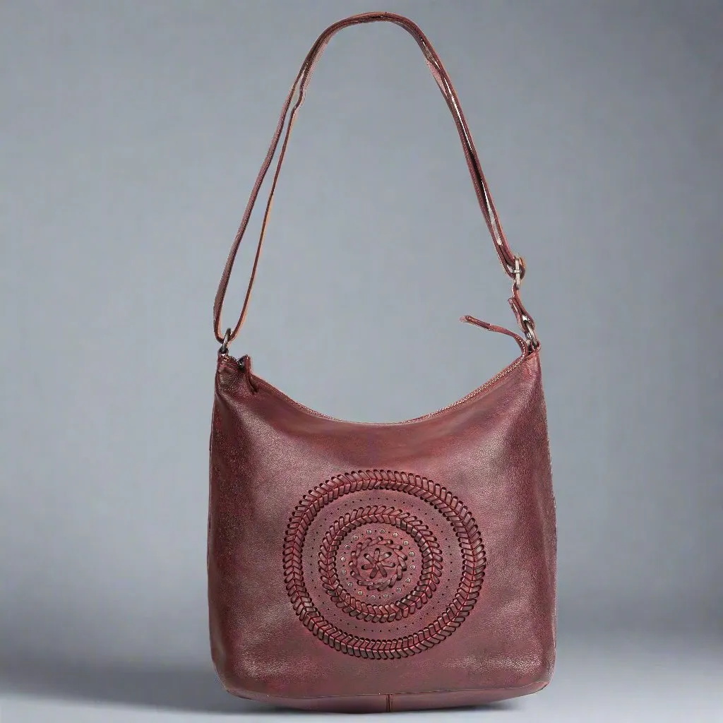 MET Floral Stitch Leather Tote with Adjustable Strap