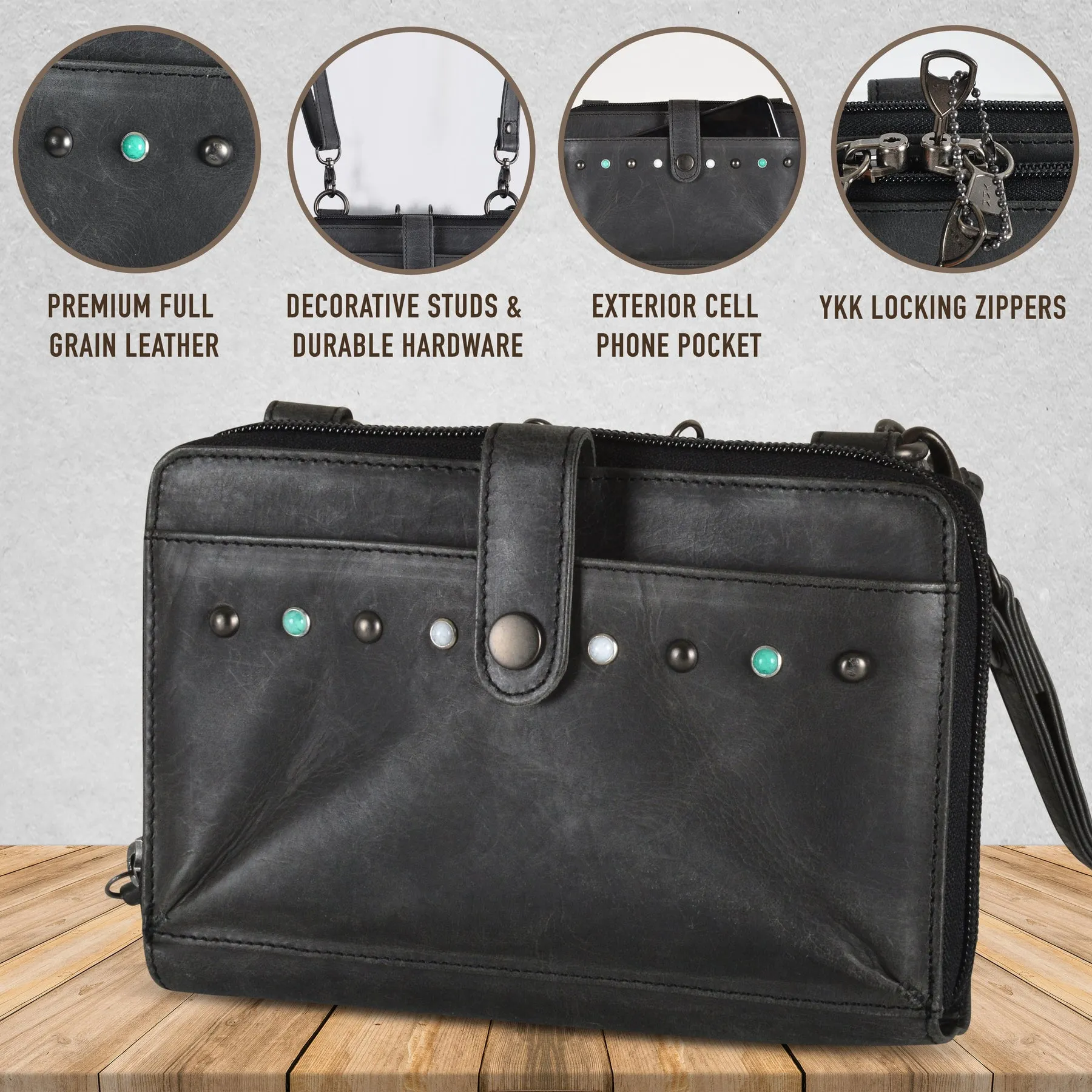 Millie Leather Concealed Carry Compact Crossbody Organizer