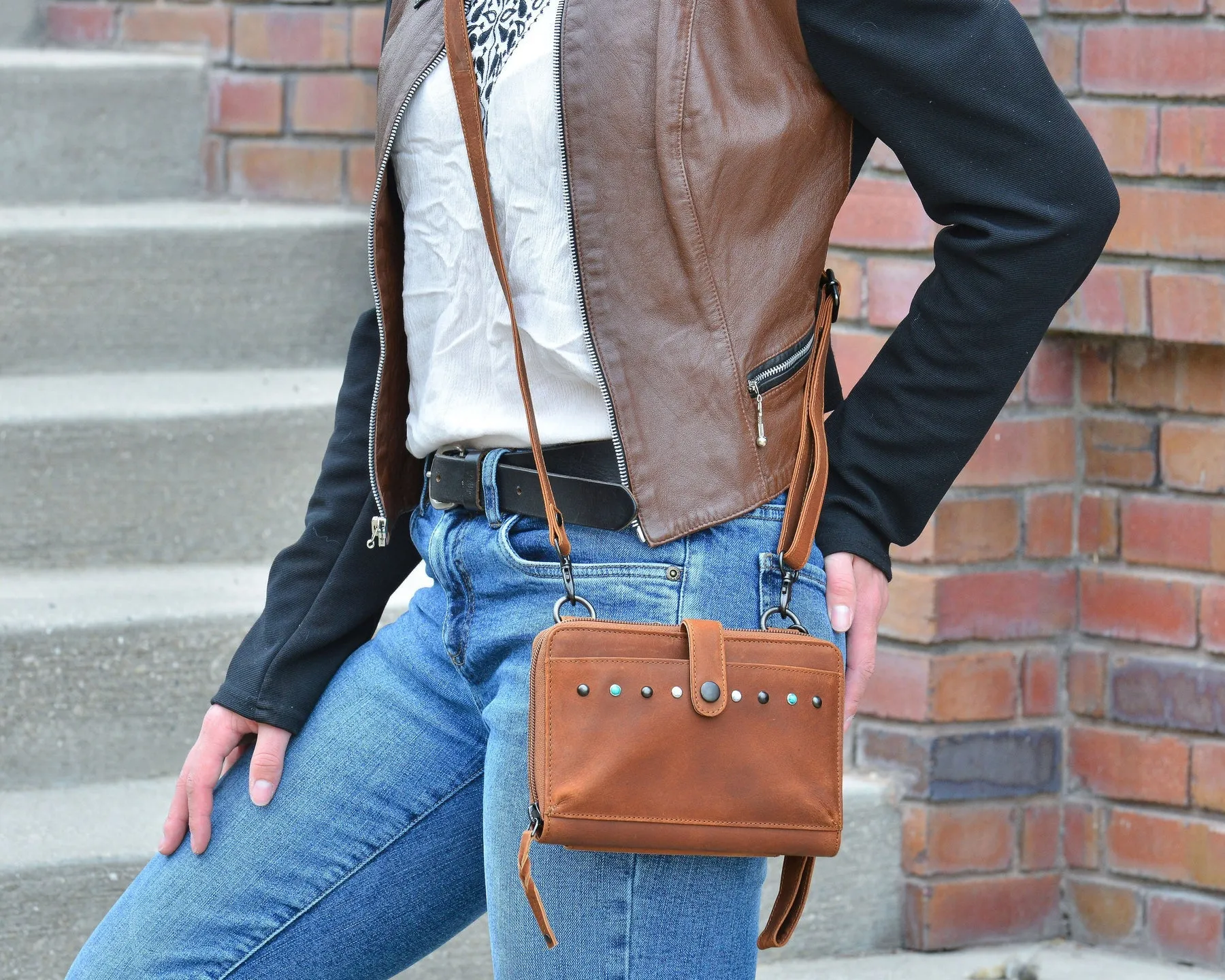 Millie Leather Concealed Carry Compact Crossbody Organizer