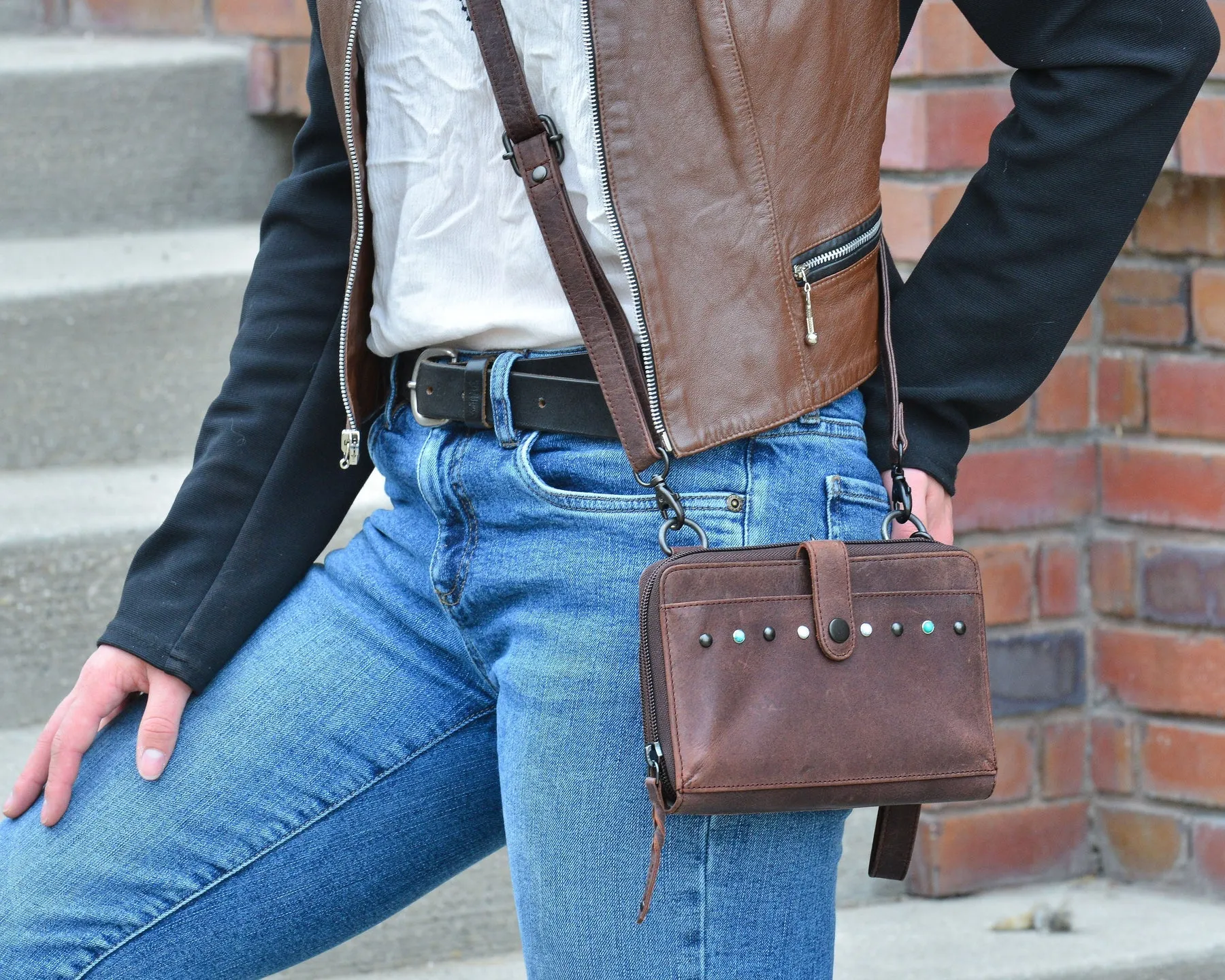 Millie Leather Concealed Carry Compact Crossbody Organizer