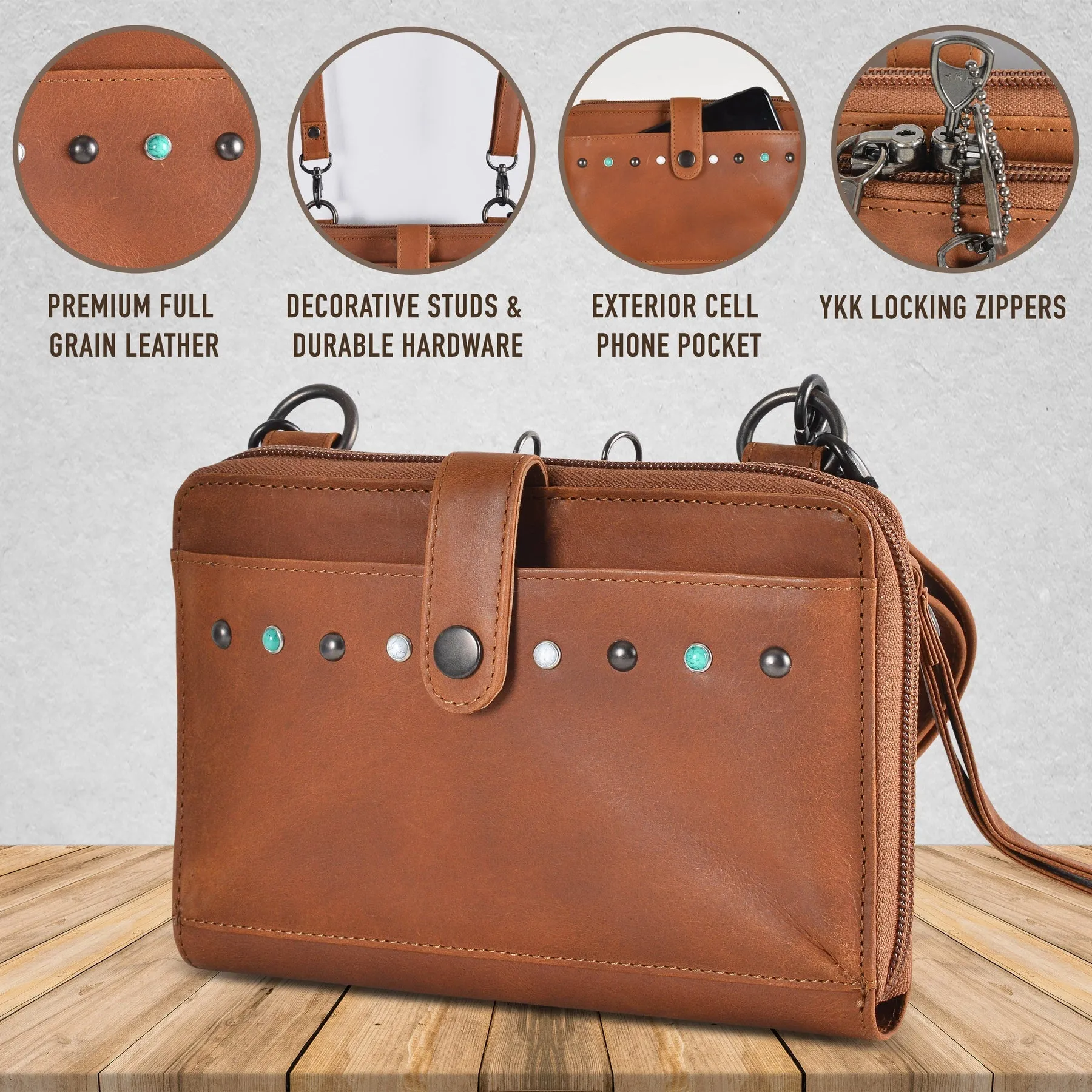 Millie Leather Concealed Carry Compact Crossbody Organizer