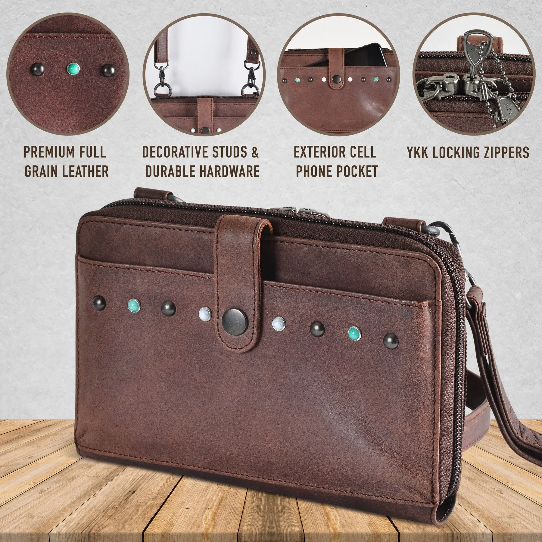 Millie Leather Concealed Carry Compact Crossbody Organizer