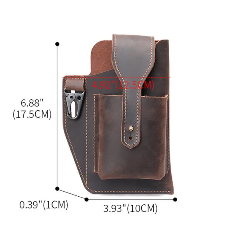 Minimalist Phone Crazy Horse Leather Belt Bag