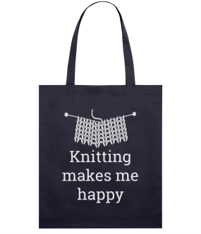 Navy Light Tote Bag - Knitting makes me happy