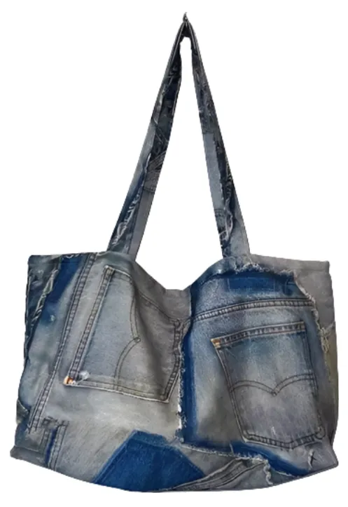 Pre Order:  Cool Patchwork Denim Tote Bag  - WINI