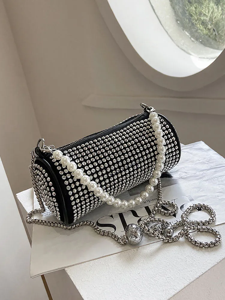 Rhinestone Pearl Chain Crossbody Bags