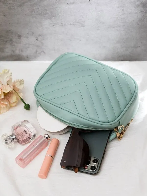 Shein Inspired - Chevron Crossbody Bag ~ Sea Mist