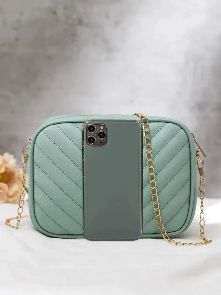 Shein Inspired - Chevron Crossbody Bag ~ Sea Mist