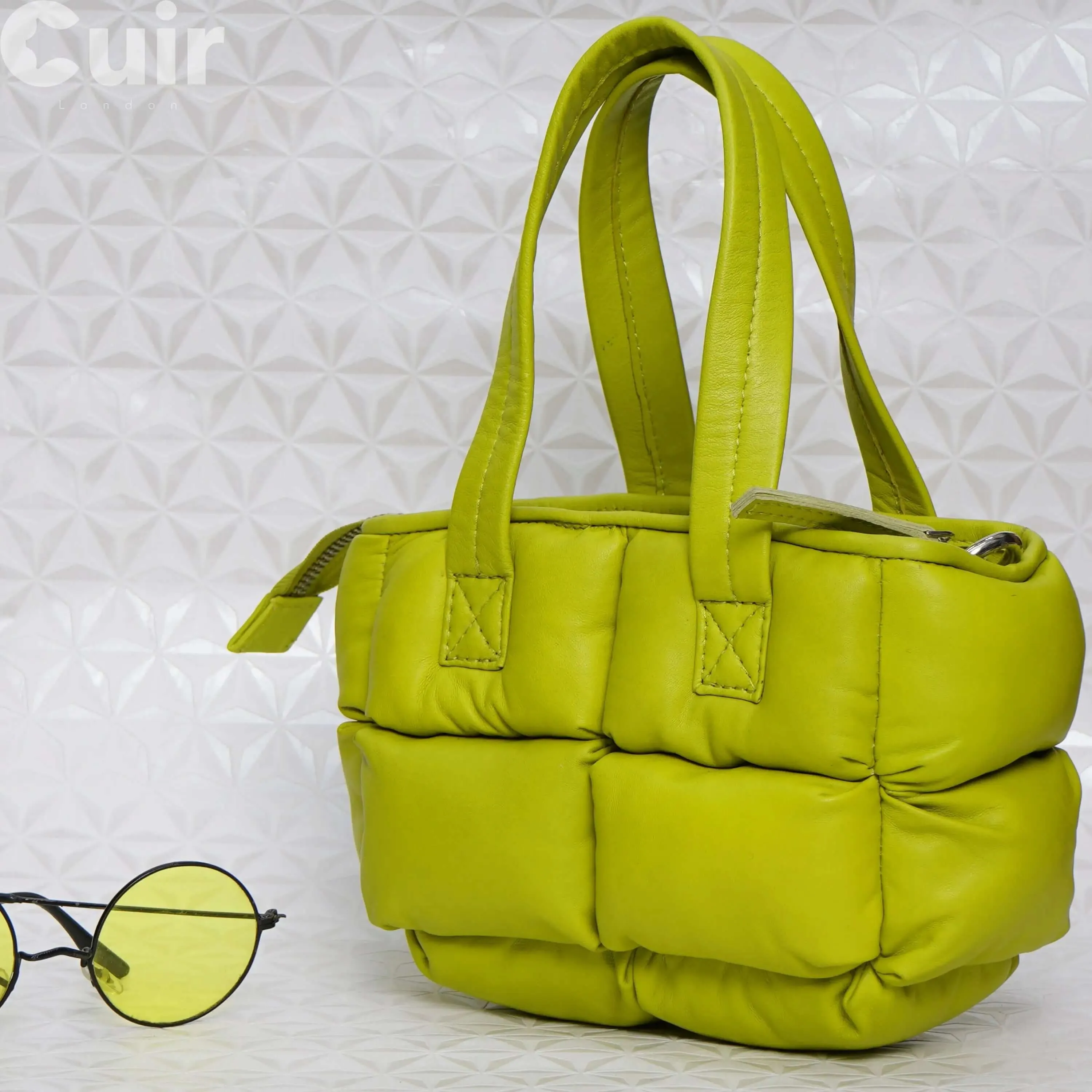 Small Lime Green Leather Cross body Bag | Stylish Compact Accessory