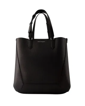 The Edge Medium Shopper Bag in Smooth Black Leather